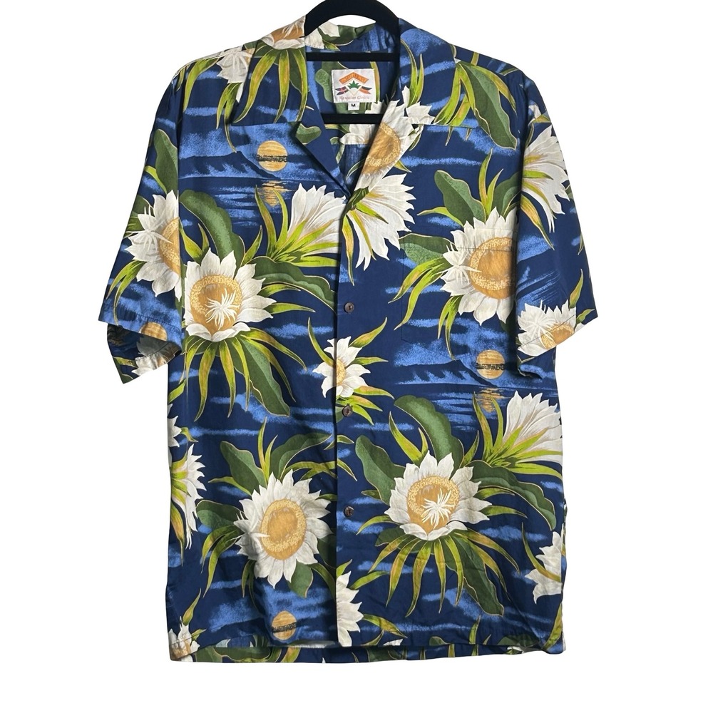 Pineapple Juice Hawaiian Classic Vintage Aloha Camp Shirt Size Medium Resortwear